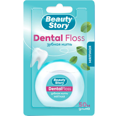 Изображение товара Зубная нить Beauty Story вощеная с мятным вкусом, 50м