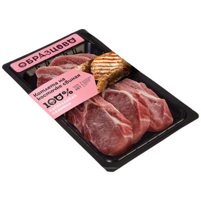 Изображение товара Котлета свиная Образцово на косточке охлажденная, 400г