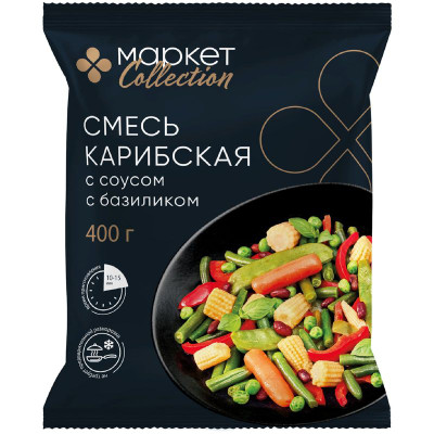 Изображение товара Смесь Карибская с соусом с базиликом овощная быстрозамороженная Маркет Collection, 400г
