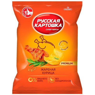 Изображение товара Чипсы Русская Картошка картофельные со вкусом жареной курицы, 190г