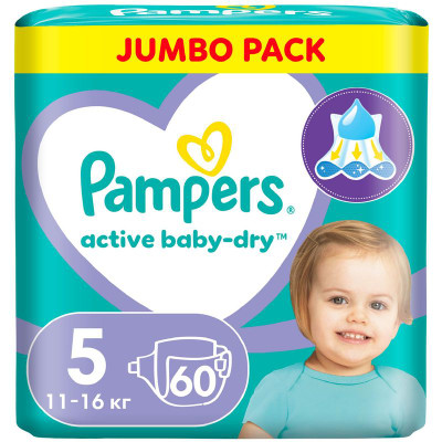 Изображение товара Подгузники Pampers Active Baby-Dry р.5 11-16кг, 60шт