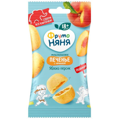 Изображение товара Печенье Фрутоняня мультизлаковое яблоко-персик для питания детей раннего возраста, 50г