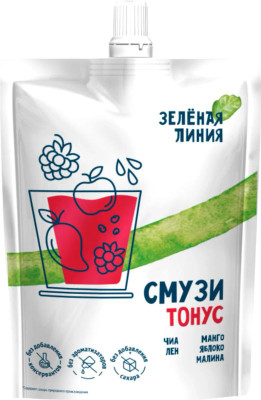 Изображение товара Пюре Смузи Тонус с семенами чиа и льна Зелёная Линия, 120г