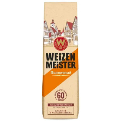 Изображение товара Напиток пивной Weizenmeister Пшеничный непастеризованный 5%, 1л