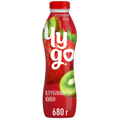 Изображение товара Йогурт питьевой Чудо Клубника-киви 1.9%, 680г