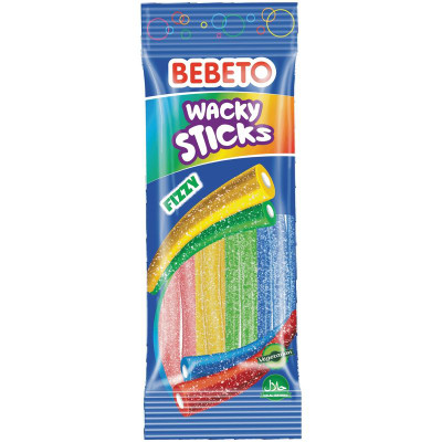 Изображение товара Мармелад Bebeto Wacky Sticks жевательный со вкусом тутти-фрутти и ванили, 75г