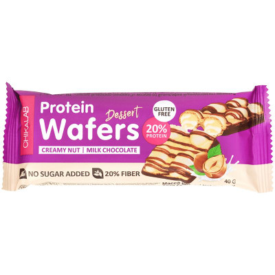 Изображение товара Батончик Chikalab Сливочно-ореховый десерт глазированный вафельный, 40г