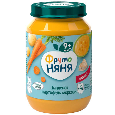 Изображение товара Пюре ФрутоНяня картофель и морковь с цыплёнком 190г
