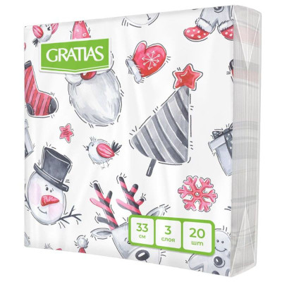 Изображение товара Салфетки Gratias Подарки 3сл 33х33см, 20л