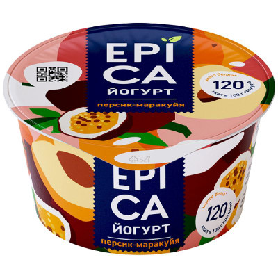 Изображение товара Йогурт Epica персик-маракуйя 4.8%, 130г