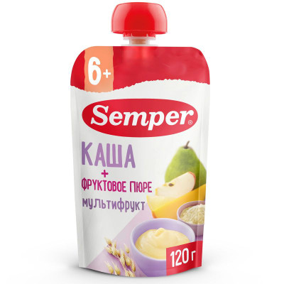 Изображение товара Пюре Semper Мультифрукт с кашей с 6 месяцев, 120г