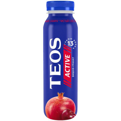 Изображение товара Йогурт Теос Актив Вишня-Гранат с фруктовым наполнителем 1.8%, 260мл