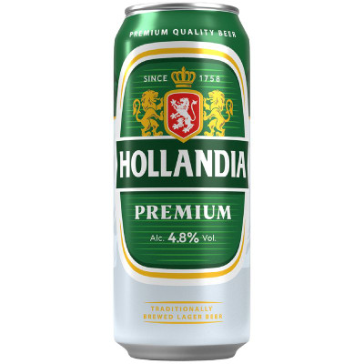 Изображение товара Пиво Hollandia светлое 4.8%, 450мл