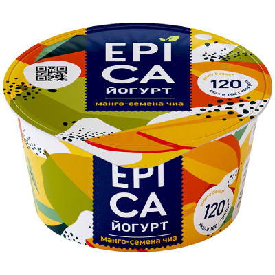 Изображение товара Йогурт Epica с манго и семенами чиа 5%, 130г
