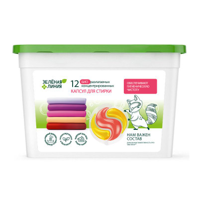 Изображение товара Капсулы для стирки All In One Зелёная Линия, 12шт