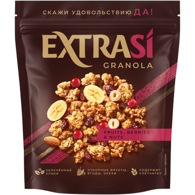 Изображение товара Гранола Extrasi с фруктами-ягодами-орехами, 300г