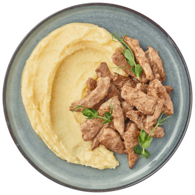 Изображение товара Печень По-Строгановски с картофельным пюре Перекрёсток Select, 300г