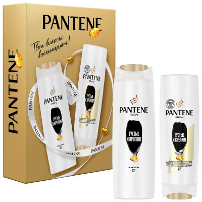 Изображение товара Подарочный набор Pantene Pro-V: Шампунь Густые И Крепкие 250мл + Бальзам-ополаскиватель, 180мл