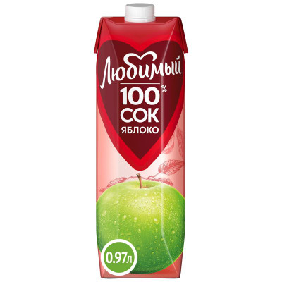 Изображение товара Сок Любимый яблочный осветленный, 970мл