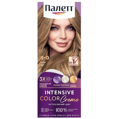 Изображение товара Стойкая крем-краска для волос Палетт 8-0 защита от вымывания цвета, 110мл