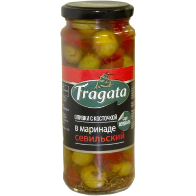 Изображение товара Оливки Fragata Севильский в маринаде с косточкой сорт Вердиаль, 340г