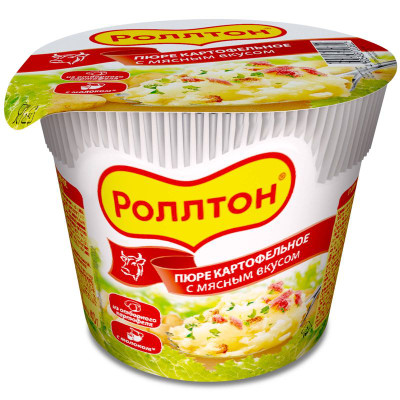 Изображение товара Пюре Роллтон картофельное с мясным вкусом, 40г