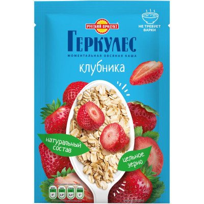 Изображение товара Каша овсяная Русский Продукт Геркулес с клубникой, 35г