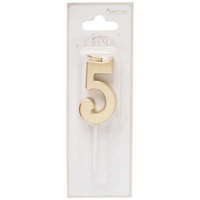 Изображение товара Свеча цифра 5 металлик высота 4.5см