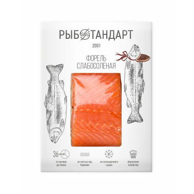 Изображение товара Форель Рыбстандарт филе-кусок слабосоленая, 200г