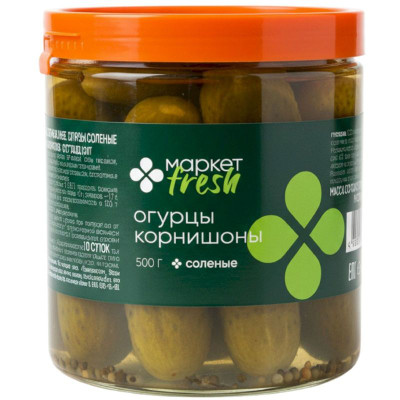 Изображение товара Огурцы корнишоны солёные острые Маркет Перекрёсток, 500г