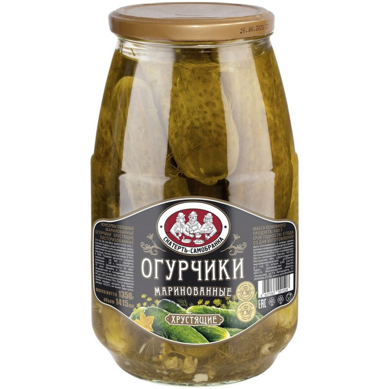 Огурцы Скатерть-самобранка маринованные хрустящие 1350г - купить с доставкой на дом в Перекрёстке