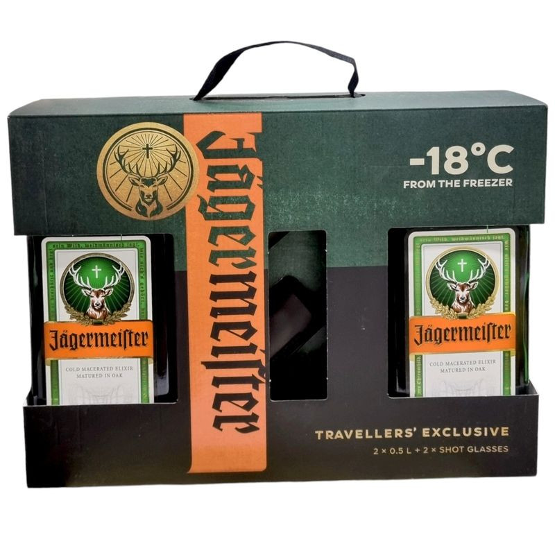 Изображение товара Ликёр Jagermeister 500мл 2 бутылки + 2 стакана