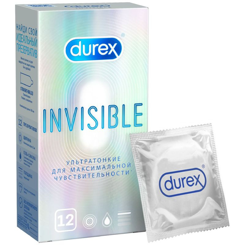 Изображение товара Презервативы Durex Invisible 12 шт классические латекс гель-смазка