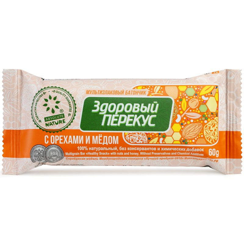 Изображение товара Батончик-мюсли Здоровый Перекус орехи-мёд, 60г