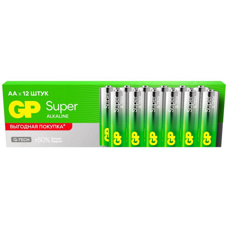 Изображение товара Батарейки GP Super Alkaline АА 12 шт - Высокая мощность и длительный срок хранения