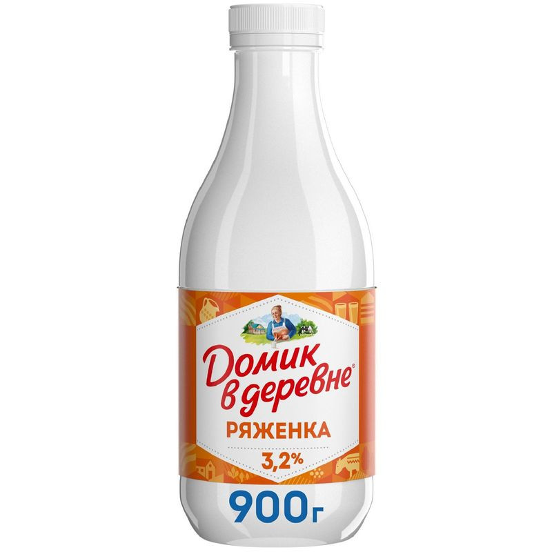 Изображение товара Ряженка Домик в деревне 3.2% 900г натуральный кисломолочный продукт