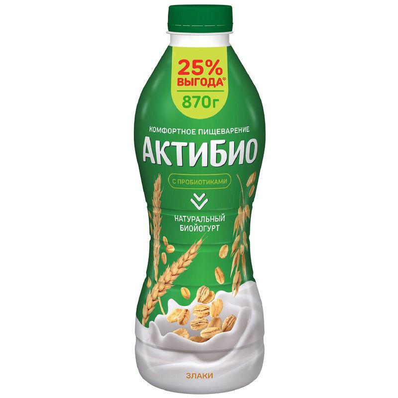 Изображение товара Биойогурт Актибио со злаками обогащенный бифидобактериями 870г
