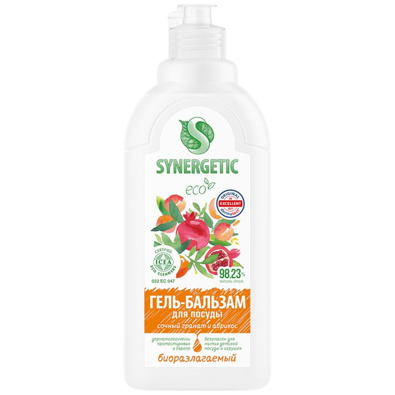 Изображение товара Гель-бальзам Synergetic Сочный гранат и абрикос биоразлагаемый 500мл для посуды и игрушек