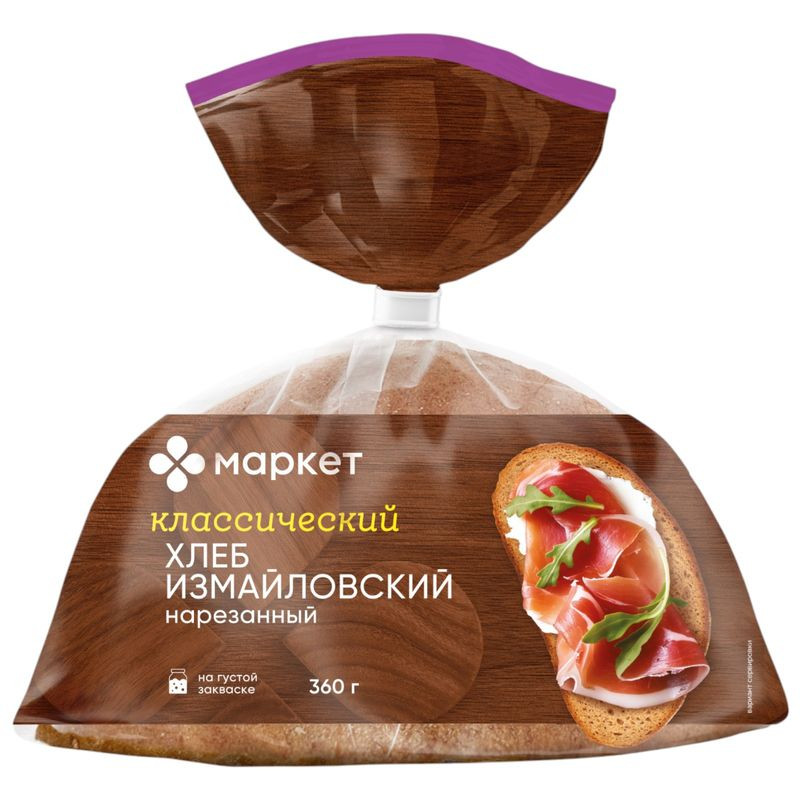 Изображение товара Хлеб Измайловский подовый нарезанный Маркет 360г натуральный свежий