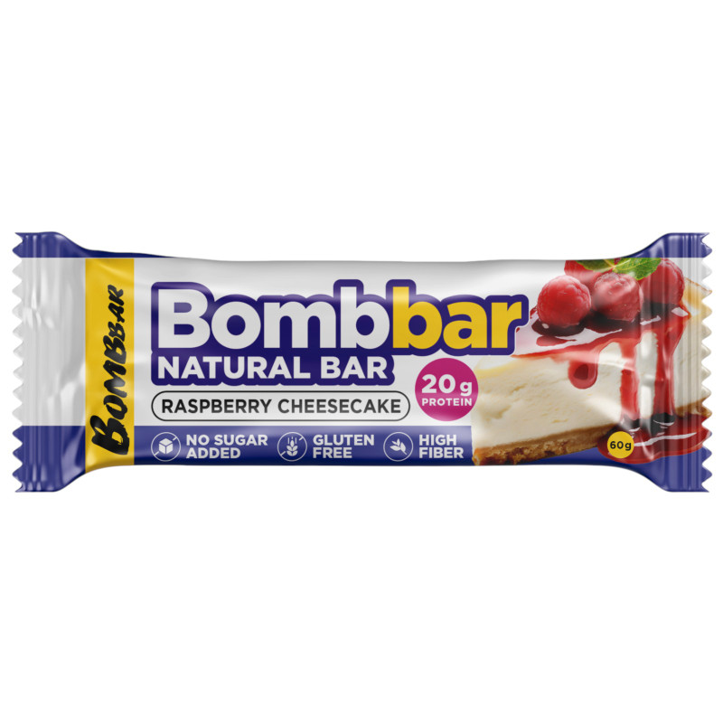 Изображение товара Батончик Bombbar Малиновый чизкейк неглазированный, 60г