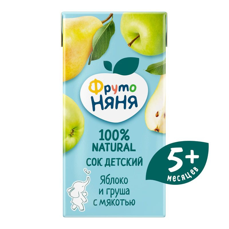 Изображение товара Сок ФрутоНяня яблочно-грушевый с мякотью, 200мл