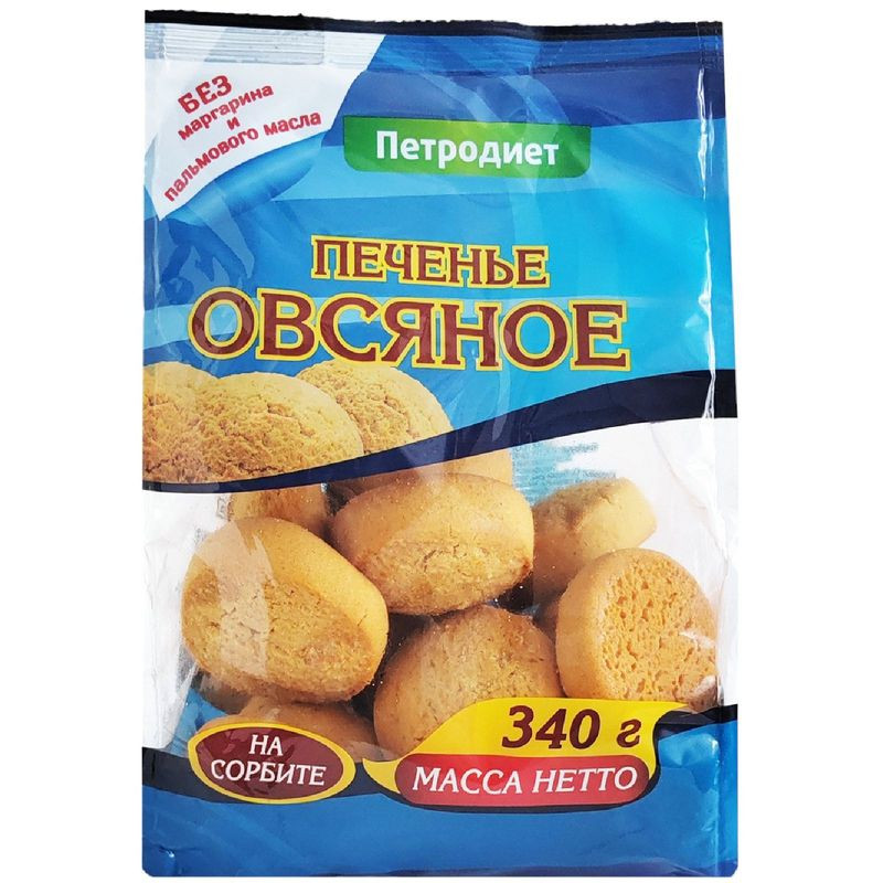 Изображение товара Печенье Петродиет Овсяное на сорбите 340г Натуральное и Вкусное