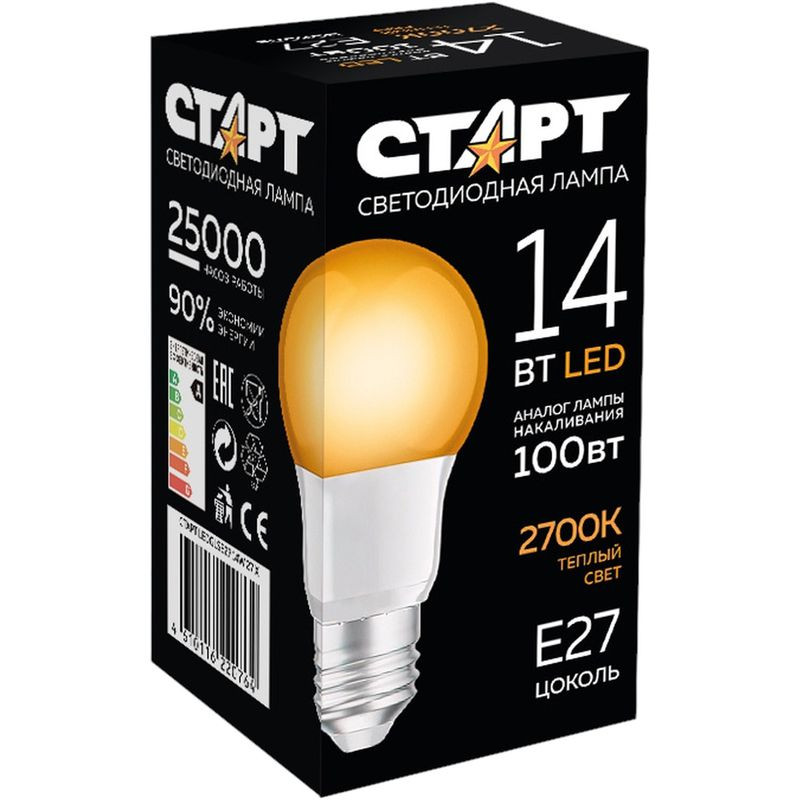 Изображение товара Светодиодная лампа Старт Ledgls E27 14W энергоэффективное освещение