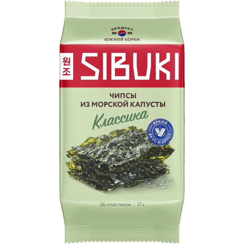 Изображение товара Чипсы Sibuki из морской капусты классика 17 г веганский продукт