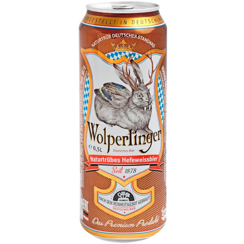 Изображение товара Пиво Wolpertinger Weizen светлое 5% 500мл - освежающий напиток с цитрусовыми нотками