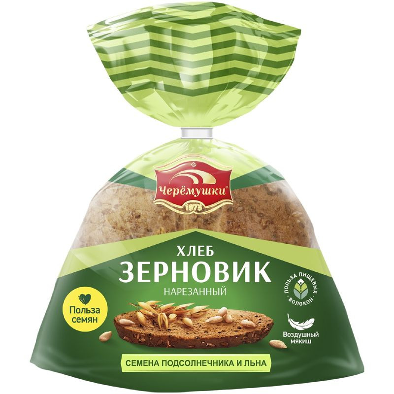 Изображение товара Хлеб Черемушки Зерновик нарезка 460 г натуральный зерновой хлеб
