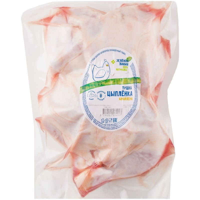 Изображение товара Тушка цыплёнка Зелёная Линия зерновой откорм охлаждённое 190 ккал