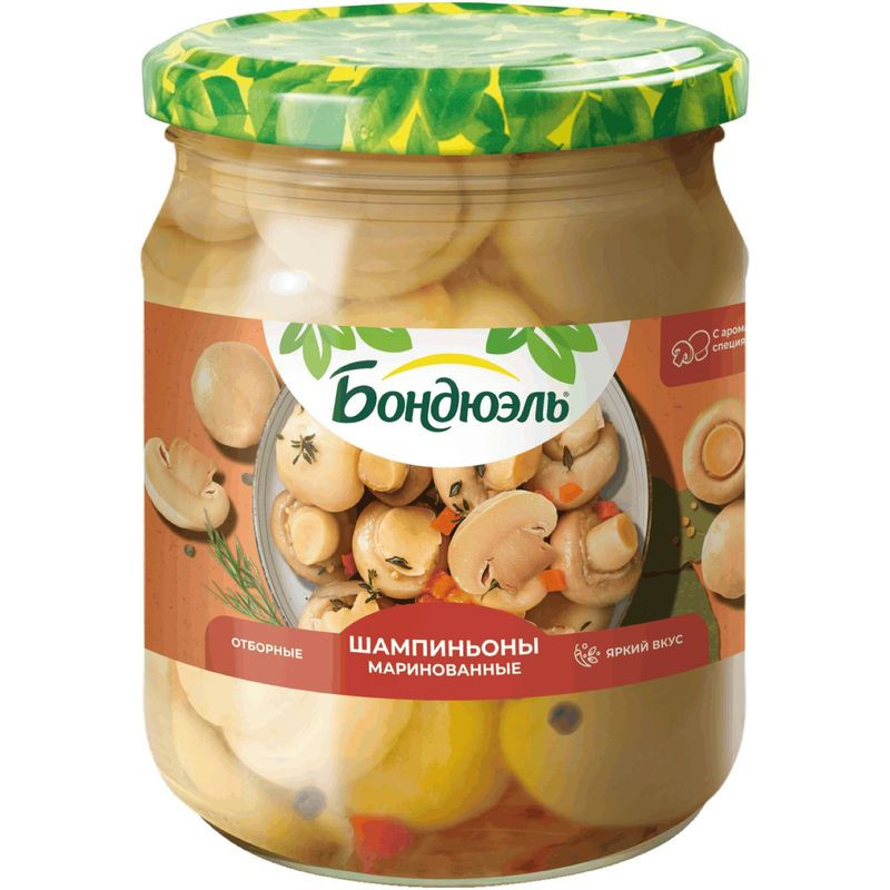 Изображение товара Шампиньоны Bonduelle целые маринованные 500г