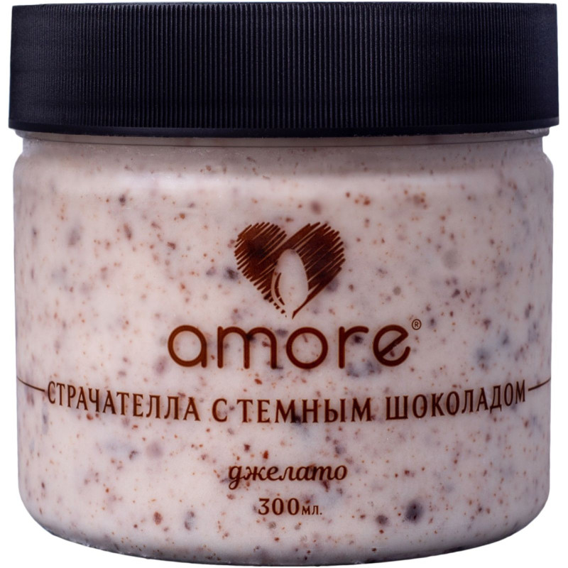 Изображение товара Мороженое молочное Amore Джелато страчателла с тёмным шоколадом 6%, 300мл