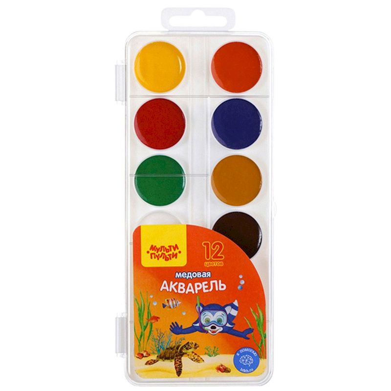Изображение товара Акварельные краски Мульти-Пульти Медовые полусухие 12 цветов без кисточки